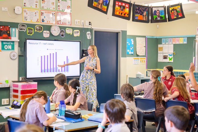 Teacher and students working in our well resourced classroom