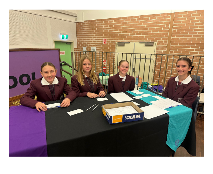 Four students preparing for a debate.